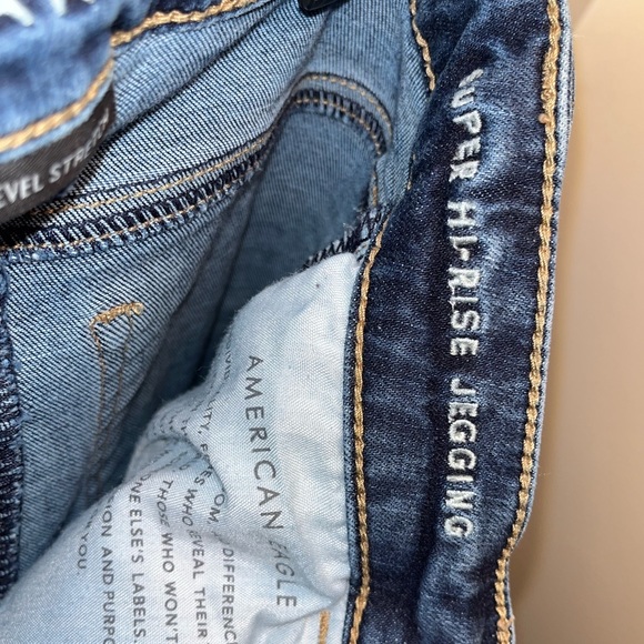 American Eagle Next Level Stretch 0 Super High Waisted Jegging Dark Wash - Picture 4 of 5